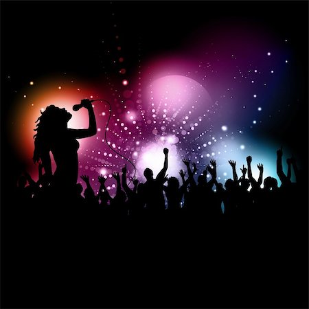 friends silhouette group - Silhouette of a female singer performing in front of an audience Stock Photo - Budget Royalty-Free & Subscription, Code: 400-04902665