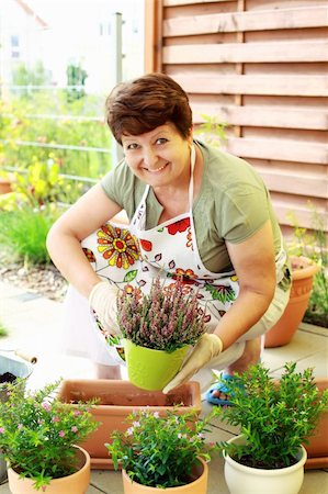 Elderly woman replanting flowers for better growth Photographie de stock - Aubaine LD & Abonnement, Code: 400-04902729
