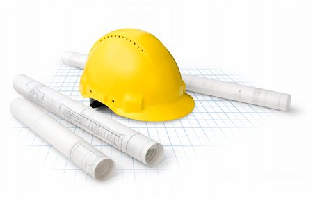 simsearch:400-04429200,k - Construction drawing blueprints and yellow  hard hat isolated Stock Photo - Budget Royalty-Free & Subscription, Code: 400-04903062