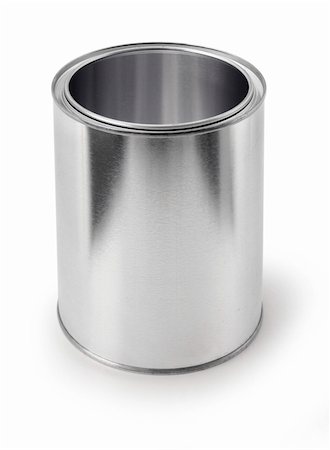 Empty metal tin paint can isolated on white background, apply your own design Stock Photo - Budget Royalty-Free & Subscription, Code: 400-04903086