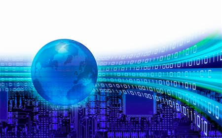 simsearch:400-03941064,k - Orbits of binary information speeding around the world globe Fotografie stock - Microstock e Abbonamento, Codice: 400-04903177