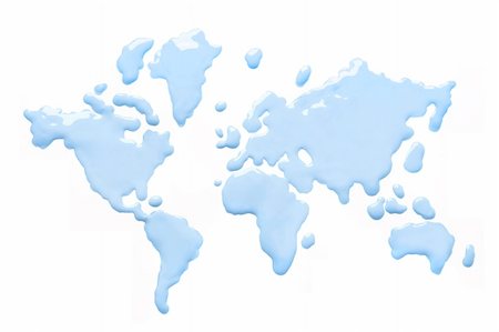 Splashes of clean water forming shape of world continents Stock Photo - Budget Royalty-Free & Subscription, Code: 400-04903241