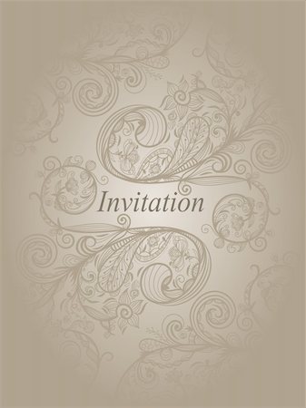 vector invitation template with abstract  floral pattern Stock Photo - Budget Royalty-Free & Subscription, Code: 400-04903297
