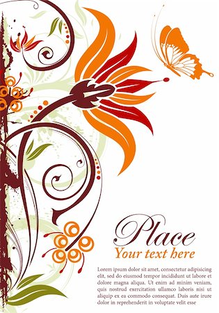 simsearch:400-04869919,k - Grunge floral frame with butterfly, element for design, vector illustration Foto de stock - Super Valor sin royalties y Suscripción, Código: 400-04903348