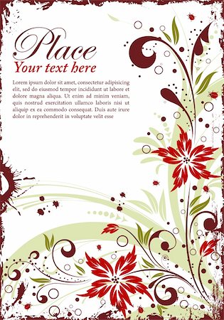 simsearch:400-04869919,k - Grunge floral frame with ladybug, element for design, vector illustration Foto de stock - Super Valor sin royalties y Suscripción, Código: 400-04903349