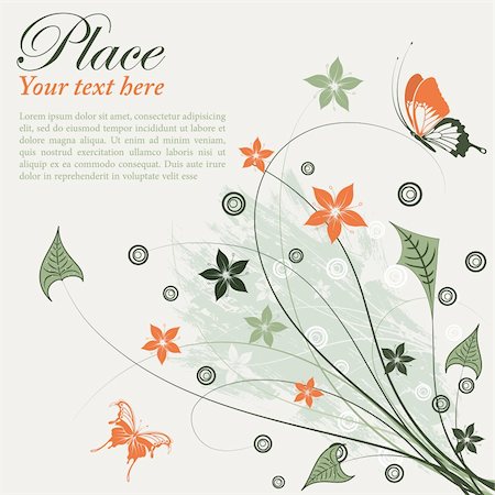 simsearch:400-04869919,k - Grunge floral frame with butterfly, element for design, vector illustration Stock Photo - Budget Royalty-Free & Subscription, Code: 400-04903350