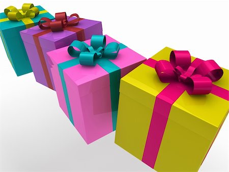 3d gift box red green blue pink celebration Stock Photo - Budget Royalty-Free & Subscription, Code: 400-04914267