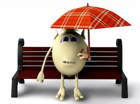 simsearch:400-08556675,k - Worring puppet hide itself under umbrella from rain Fotografie stock - Microstock e Abbonamento, Codice: 400-04914365