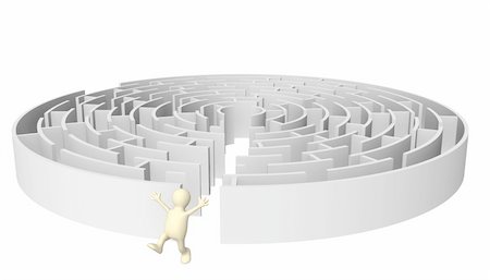 simsearch:400-04611529,k - Creative decision of a problem. Happy puppet running out of the maze Photographie de stock - Aubaine LD & Abonnement, Code: 400-04914391