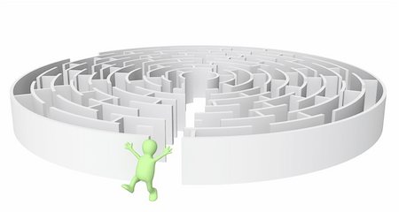 simsearch:400-04611529,k - Creative decision of a problem. Happy puppet running out of the maze Photographie de stock - Aubaine LD & Abonnement, Code: 400-04914392