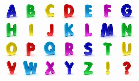 Alphabet in capital letters in the shape of refrigerator magnets isolated over white background Stock Photo - Budget Royalty-Free & Subscription, Code: 400-04914737