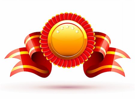 Vector illustration of red badge and ribbon Stock Photo - Budget Royalty-Free & Subscription, Code: 400-04914992