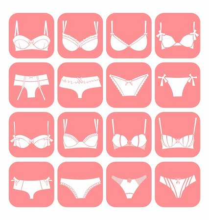A set of 16 sexy lingerie icons. Stock Photo - Budget Royalty-Free & Subscription, Code: 400-04915024