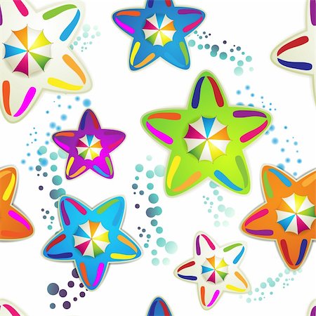 simsearch:400-06355861,k - Seamless pattern with colored umbrellas and stars over white background Photographie de stock - Aubaine LD & Abonnement, Code: 400-04915097