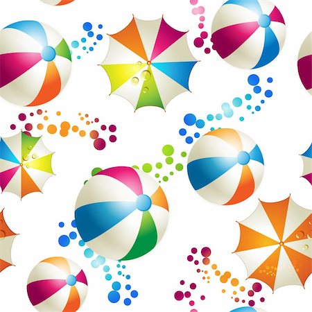 simsearch:400-04391971,k - Seamless pattern with colored umbrellas and balls over white background Photographie de stock - Aubaine LD & Abonnement, Code: 400-04915098