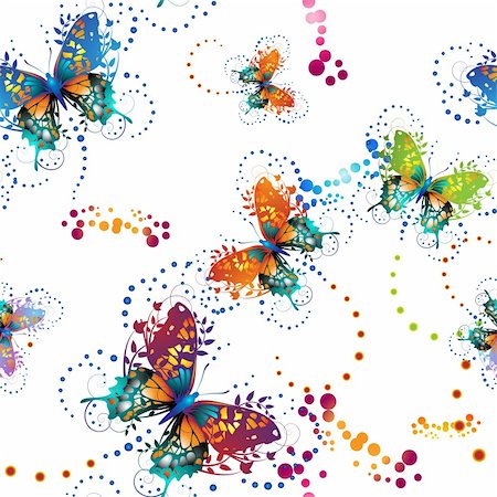 simsearch:400-06355861,k - Seamless pattern with colored butterflies Photographie de stock - Aubaine LD & Abonnement, Code: 400-04915111