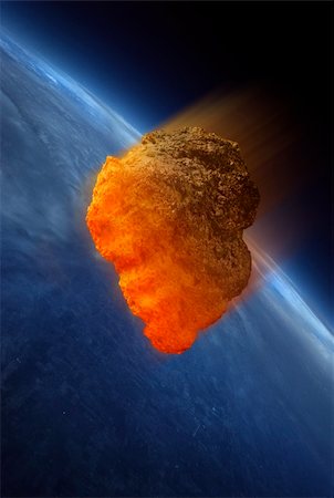 Meteor heating up as it fall into the Earth's atmosphere. The heat is caused by friction. Photographie de stock - Aubaine LD & Abonnement, Code: 400-04915300