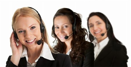Group of cheerful call center operators. Isolated on white Photographie de stock - Aubaine LD & Abonnement, Code: 400-04915505