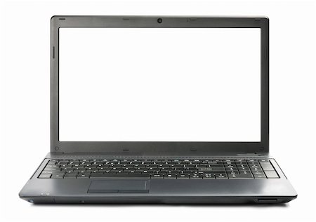 simsearch:400-04641104,k - Black laptop with white screen space. Stockbilder - Microstock & Abonnement, Bildnummer: 400-04915545