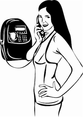 simsearch:400-04915621,k - a sketch of a girl talking on pay phone Stock Photo - Budget Royalty-Free & Subscription, Code: 400-04915617