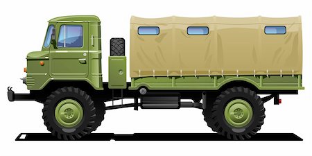 side view of a semi truck - Vector color illustration of  military truck .  (Simple gradients only - no gradient mesh.) Stock Photo - Budget Royalty-Free & Subscription, Code: 400-04915875