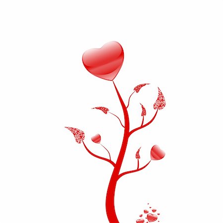 simsearch:400-05902207,k - Lovely tree with red hearts on white background Stock Photo - Budget Royalty-Free & Subscription, Code: 400-04915999