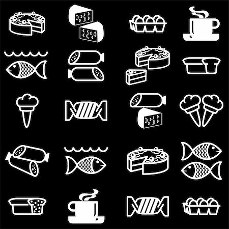 eating seafood restaurant - set of vector silhouettes of icons on the food theme Photographie de stock - Aubaine LD & Abonnement, Code: 400-04916345