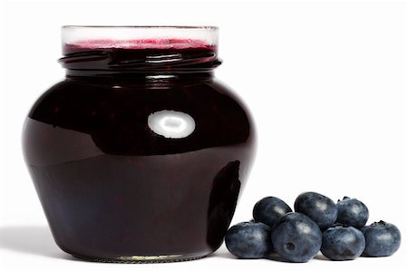 photos of blueberries for kitchen - jam jar with blueberry jam and blueberries aside on white background Stock Photo - Budget Royalty-Free & Subscription, Code: 400-04916927