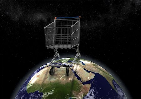 stars cartoon galaxy - view of huge shopping cart on earth, political caricature of economy and global buyout Stock Photo - Budget Royalty-Free & Subscription, Code: 400-04916994