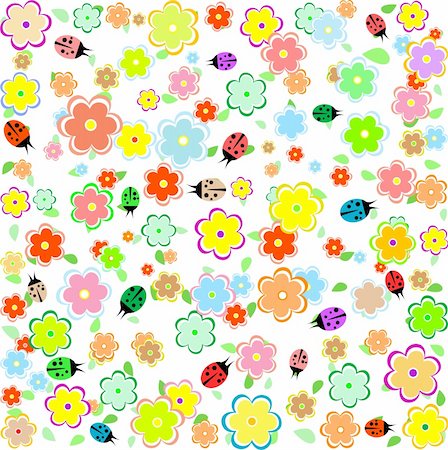 simsearch:400-05149797,k - spring flowers with leaves and ladybugs on white background Stock Photo - Budget Royalty-Free & Subscription, Code: 400-04917062