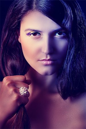 rettich - Portrait of beautiful young girl with ring on hand. Retouched Stock Photo - Budget Royalty-Free & Subscription, Code: 400-04917087