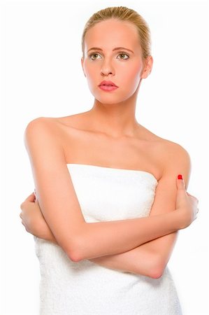 rettich - Beautiful young woman standing wrapped in white towel Stock Photo - Budget Royalty-Free & Subscription, Code: 400-04917124