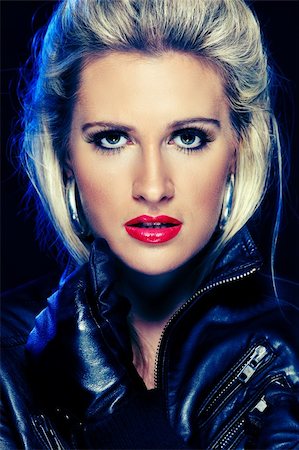 rettich - Portrait of beautiful young woman in leather jacket. Retouched Stock Photo - Budget Royalty-Free & Subscription, Code: 400-04917132