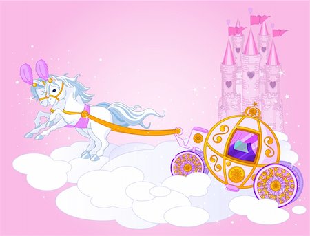 Illustration of a Fairy Tale carriage in the sky Stock Photo - Budget Royalty-Free & Subscription, Code: 400-04917235