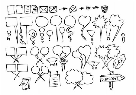 hand drawn dialog icons isolated on the white background Stock Photo - Budget Royalty-Free & Subscription, Code: 400-04917338