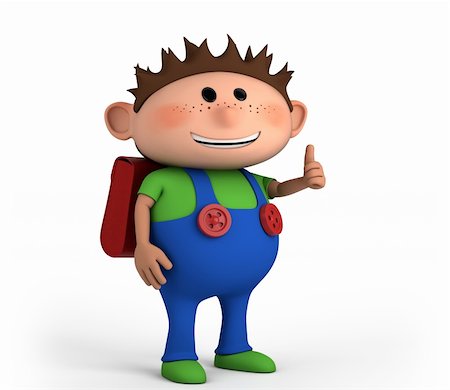 fat person arms up - cute school boy giving thumbs up - high quality 3d illustration Stock Photo - Budget Royalty-Free & Subscription, Code: 400-04917388