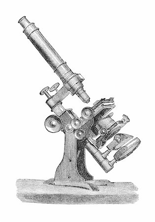 engraved - Old microscope. Engraving by unknown artist, published in Harper's Monthly Magazine march 1876. Stock Photo - Budget Royalty-Free & Subscription, Code: 400-04917397