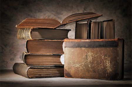 Still life made of old worn books. Stock Photo - Budget Royalty-Free & Subscription, Code: 400-04917424