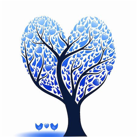 simsearch:400-05925443,k - Beautiful abstract love tree with hearts and birds Stock Photo - Budget Royalty-Free & Subscription, Code: 400-04917575