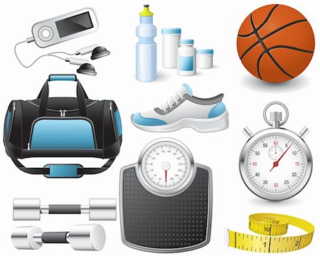 sporttasche - Set of sport and fitness objects Stockbilder - Microstock & Abonnement, Bildnummer: 400-04917579