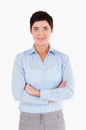 Portrait of a woman with the arms crossed facing the camera Stock Photo - Budget Royalty-Free & Subscription, Code: 400-04917672