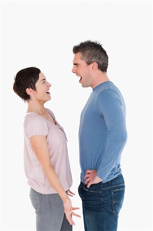 simsearch:400-06172922,k - Couple having an argument against a white background Stock Photo - Budget Royalty-Free & Subscription, Code: 400-04918320