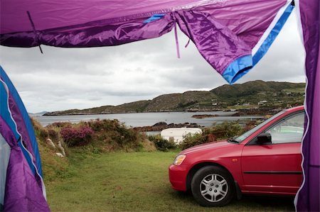 family ireland - car and tent at campsite on the edge of the coast of kerry in ireland Stock Photo - Budget Royalty-Free & Subscription, Code: 400-04918945