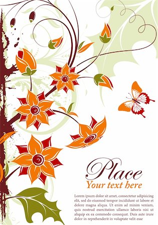 simsearch:400-04350075,k - Grunge floral frame with butterfly, element for design, vector illustration Fotografie stock - Microstock e Abbonamento, Codice: 400-04919054
