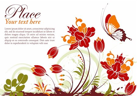 simsearch:400-04350075,k - Grunge floral frame with butterfly, element for design, vector illustration Fotografie stock - Microstock e Abbonamento, Codice: 400-04919052