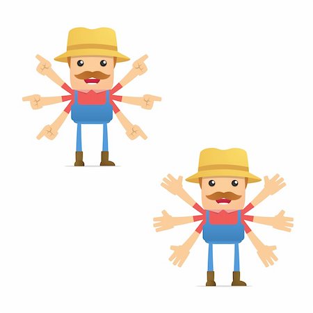 simsearch:400-05699386,k - set of funny cartoon farmer in various poses for use in presentations, etc. Foto de stock - Royalty-Free Super Valor e Assinatura, Número: 400-04919479
