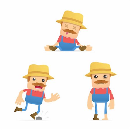 simsearch:400-05699386,k - set of funny cartoon farmer in various poses for use in presentations, etc. Foto de stock - Royalty-Free Super Valor e Assinatura, Número: 400-04919507