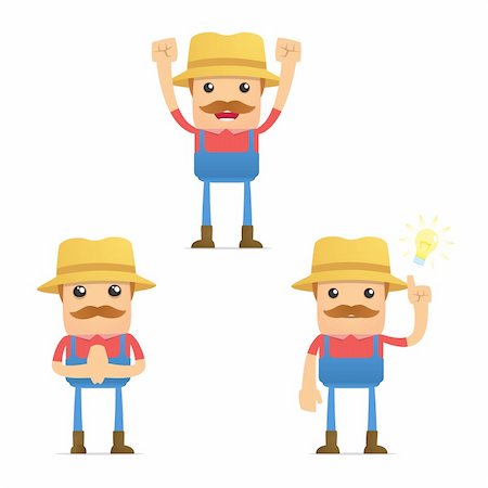 simsearch:400-05699386,k - set of funny cartoon farmer in various poses for use in presentations, etc. Foto de stock - Royalty-Free Super Valor e Assinatura, Número: 400-04919503