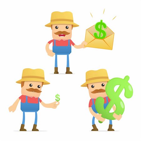 set of funny cartoon farmer in various poses for use in presentations, etc. Stock Photo - Budget Royalty-Free & Subscription, Code: 400-04919519