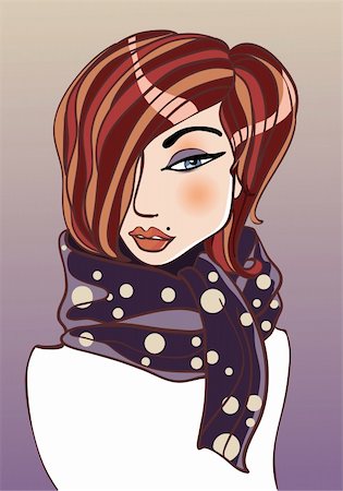 ptits_ptits (artist) - Girl with scarf. Vector illustration Photographie de stock - Aubaine LD & Abonnement, Code: 400-04919559